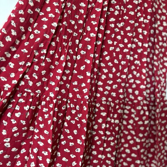 Vintage Ditzy Floral Tiered Peasant Maxi Skirt Prairie Country Cottage Boho Lg - Picture 10 of 15